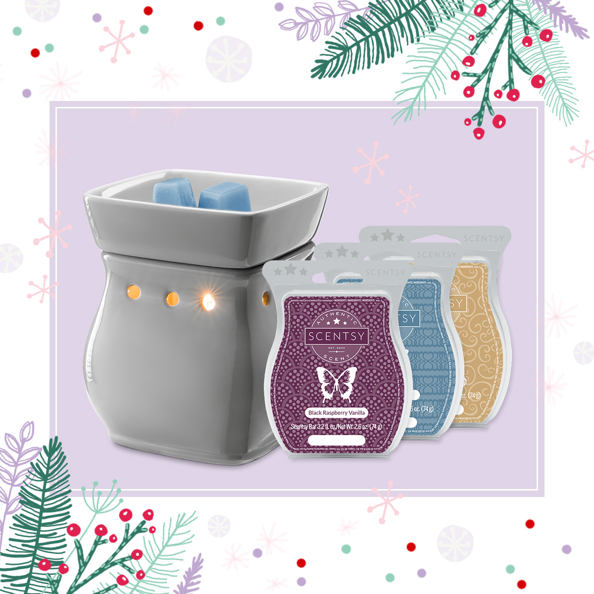 Classic Curve Gloss Gray Warmer Scentsy Gift Bundle.